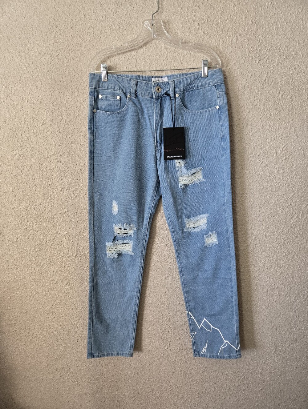 Liquor N Poker Mens Stonewashed Blue Jeans Size 32/31.5 New With Tags #2C8893